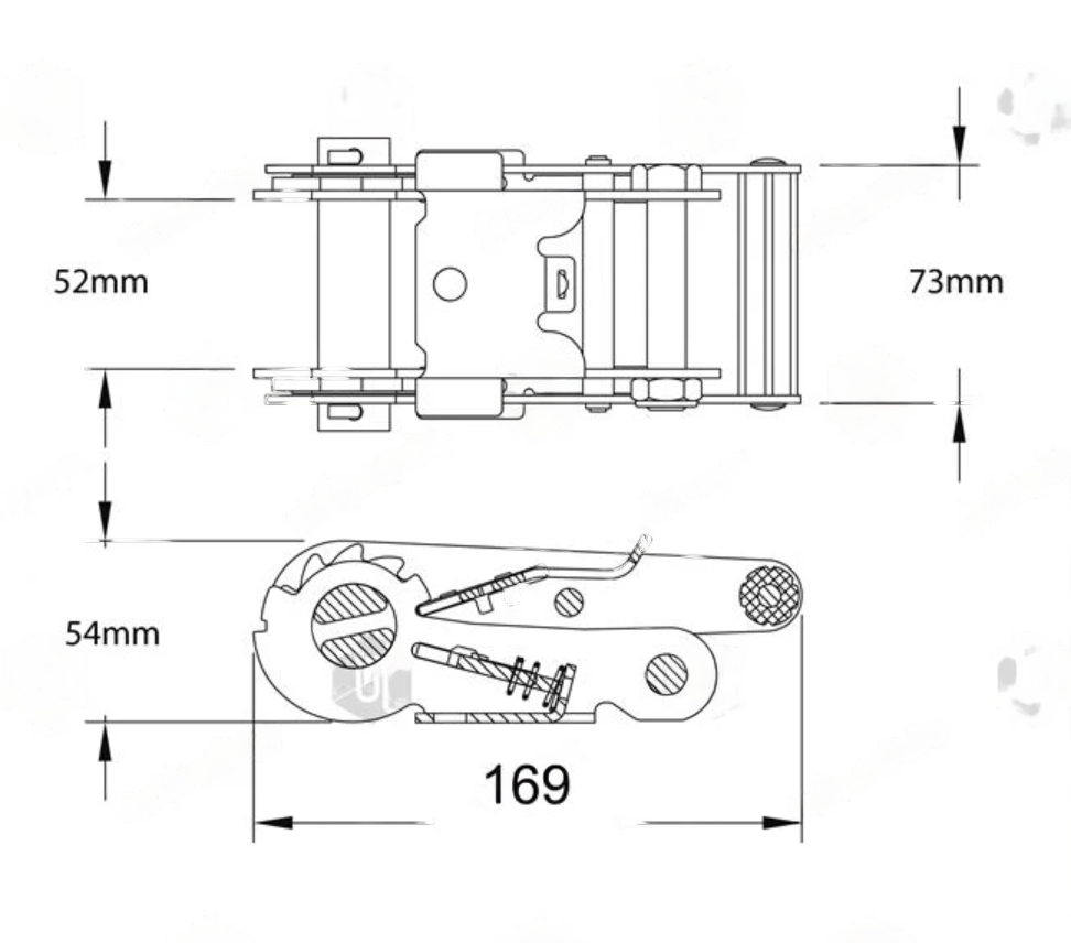 14 Metre Bay Strap - Ratchet Strap with Snaphooks & D Rings Fitted Every 500mm - ukratchetstraps.com