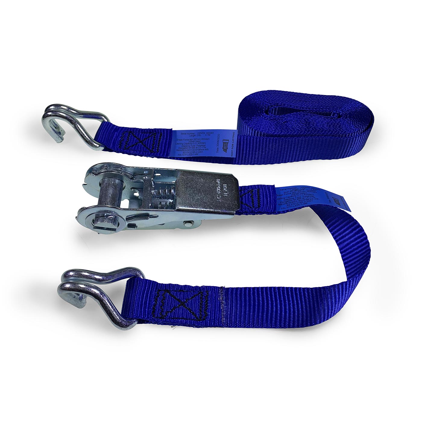 25mm Wide, 800kg Ratchet Strap wth Claw Hook Ends - 4 Metre Length - ukratchetstraps.com